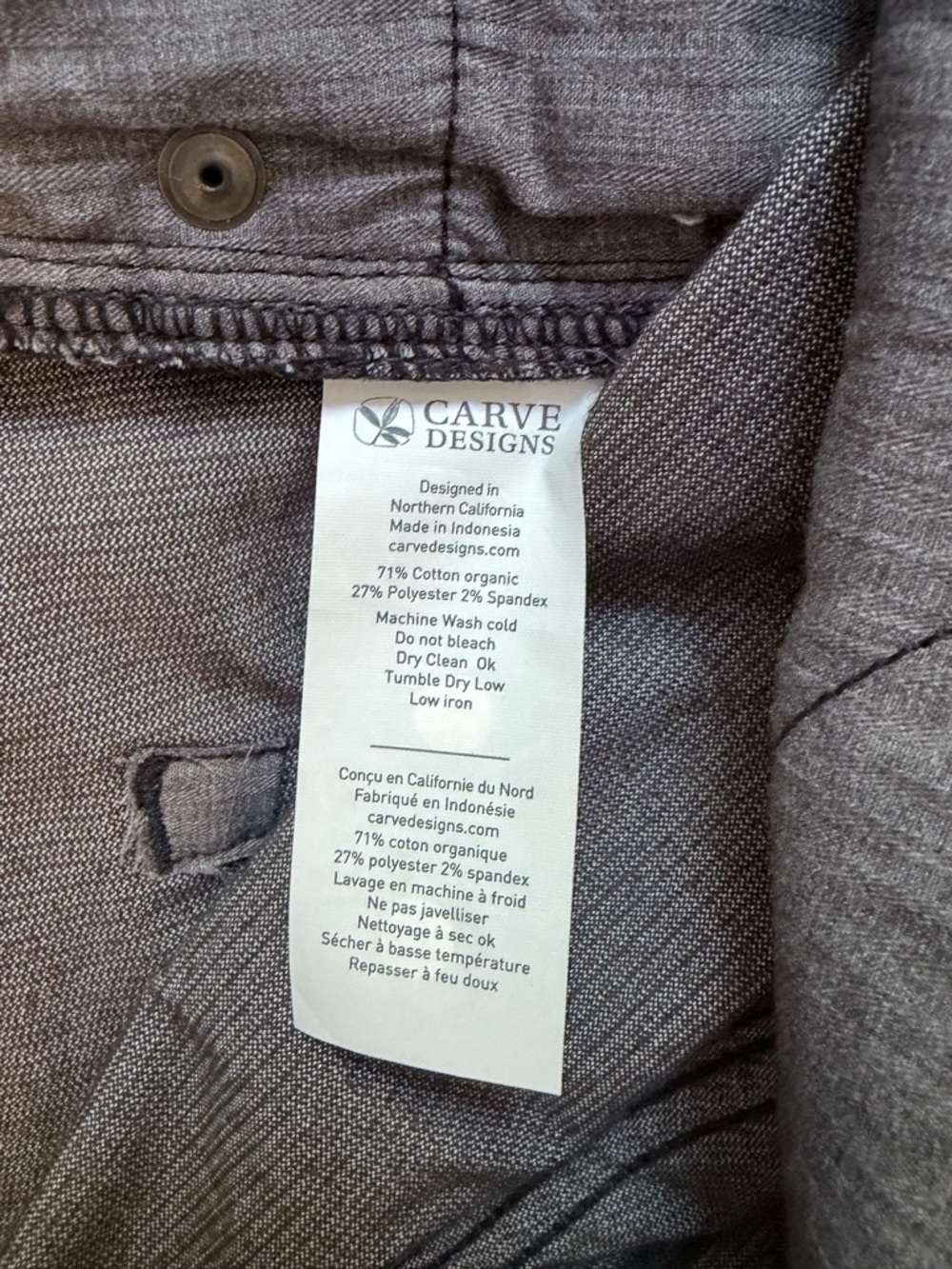 Carve Designs Oahu Organic Cotton Charcoal Gray Corduroy Cutoff Shorts Sz 10 - Picture 7 of 7
